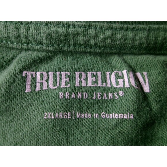 True Religion Shirt Mens 2XL Green World Tour 2002 Buddha Guitar Graphic Reprint - Picture 6 of 11